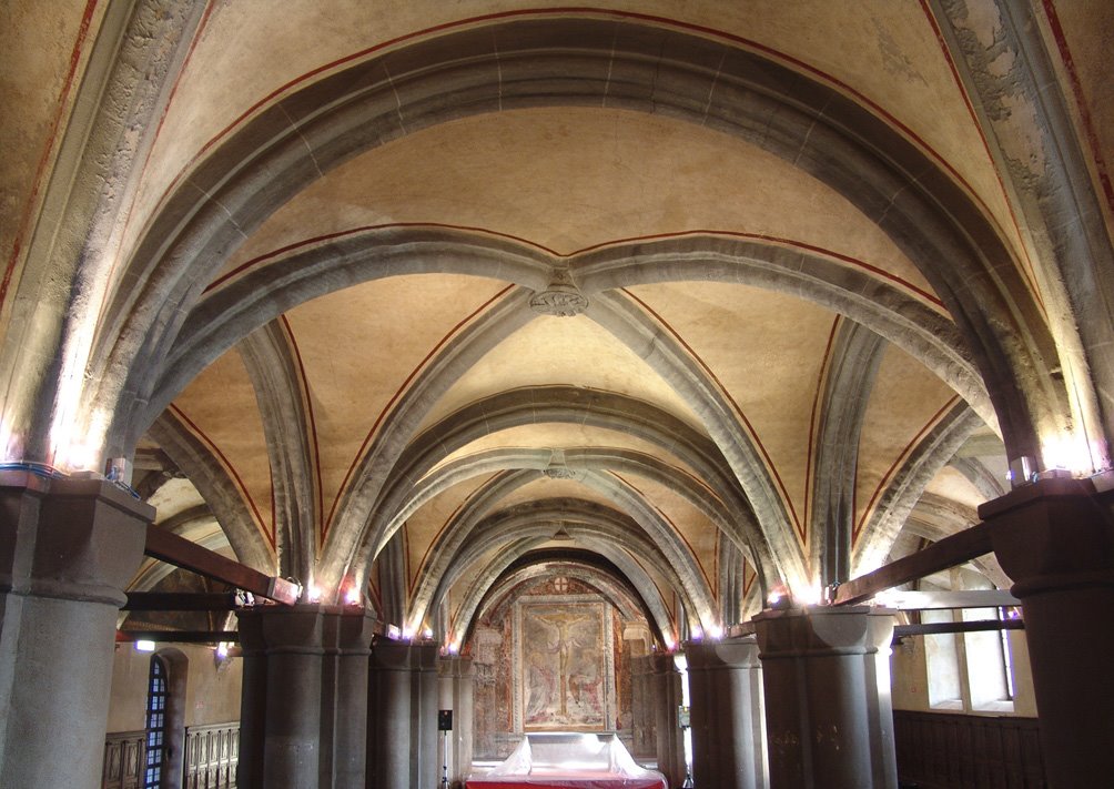 Ex ospedale maggiore, salone Dugentesco, abbazia di SantAndrea (sulla via Francigena) sec. XIII, Vercelli, febbraio 2009