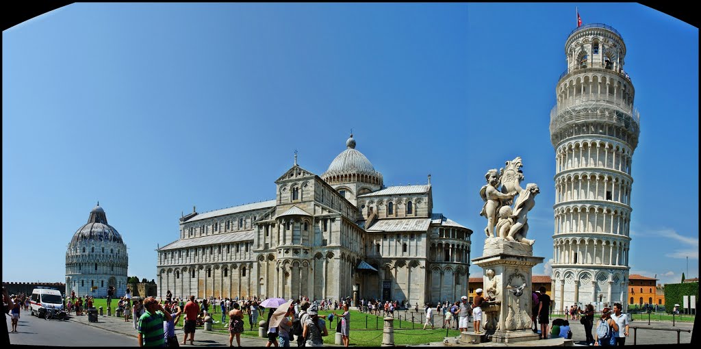PISA -  Great Panorama- UNESCO World Heritage - Torre pendiente di Pisa (Campanile) - Duomo - Battistero di San Giovanni - Panorama di Camposanto Monumentale - Piazza dei Miracoli - Italy - [By Stathis Chionidis]