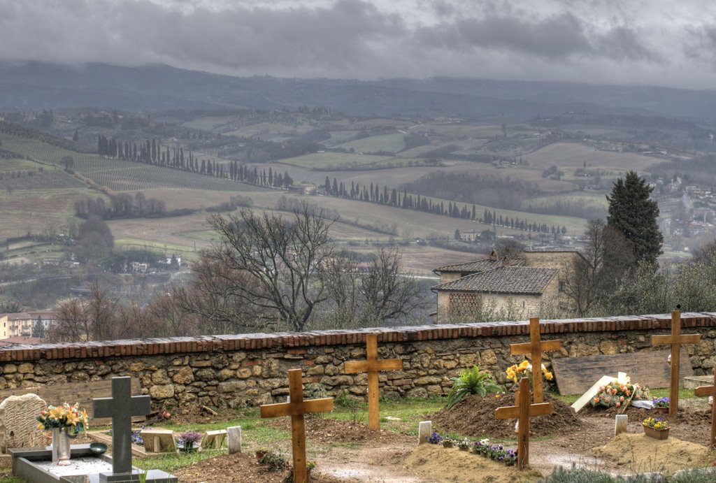 Poggibonsi- Veduta della campagna Toscana dal cimitero attiguo alla Basilica di San Lucchese