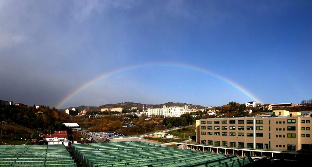Rainbow surrounding St. Carlo Hospital