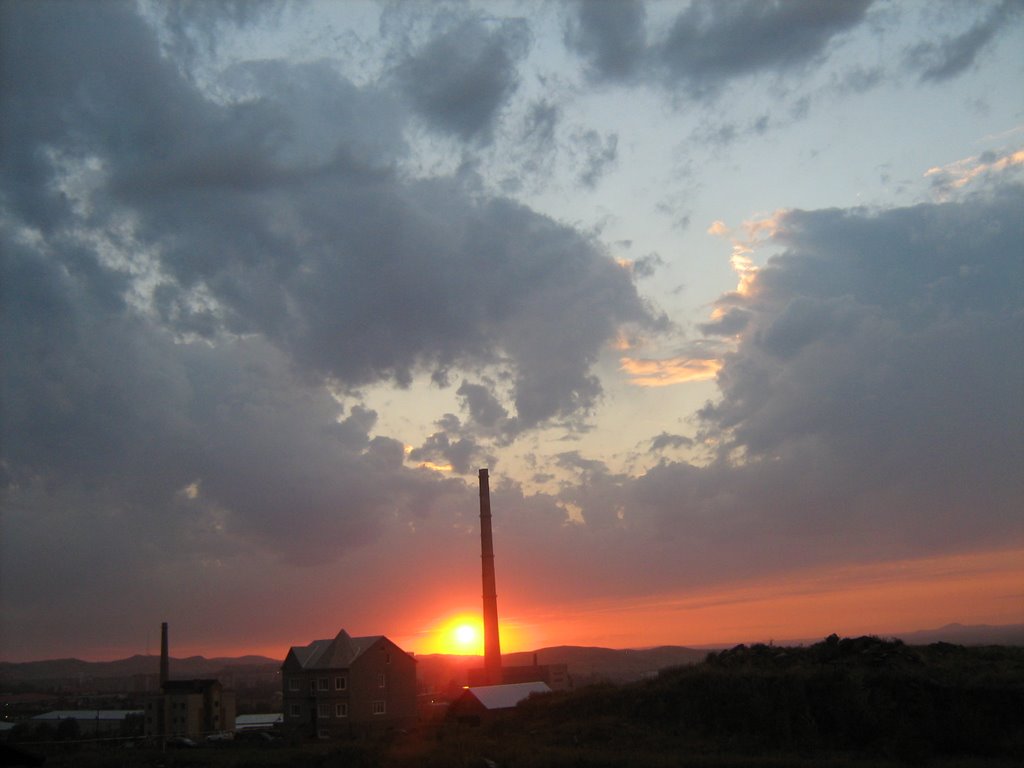 Закат над городом август 2007