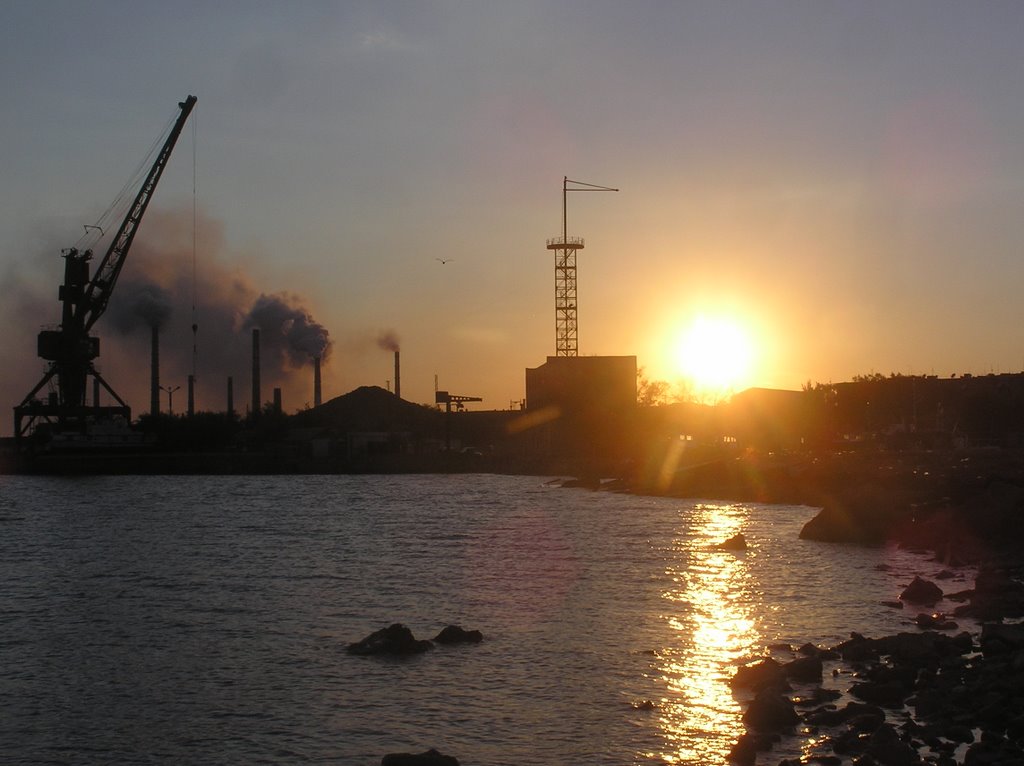 Smoking Stacks against setting Sun