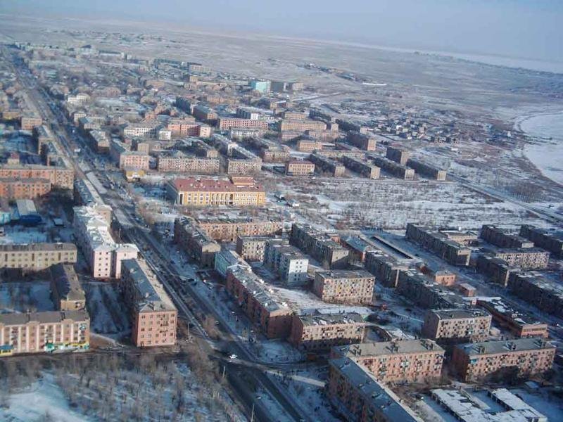 Вид на город с телевышки зимой