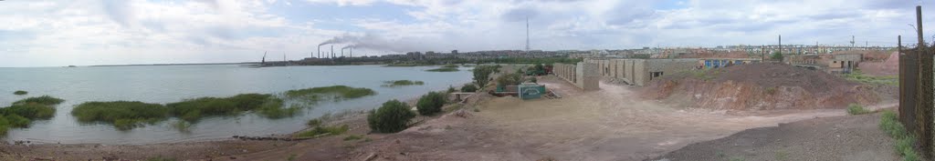Lake Balkhash Panorama with Balkhash City
