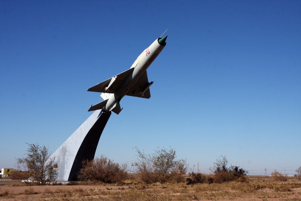 MiG-21PF exposed at the entry road to Balkhash