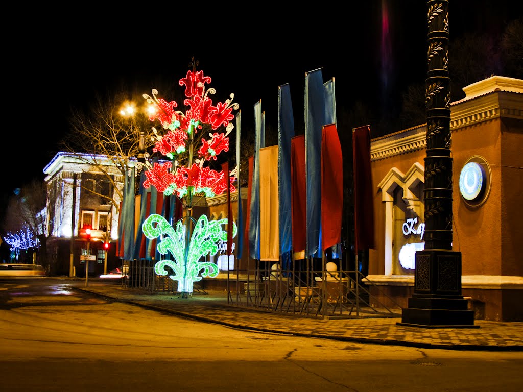 Boulevard of Peace at night, Karaganda / Бульвар Мира ночью, г. Караганда