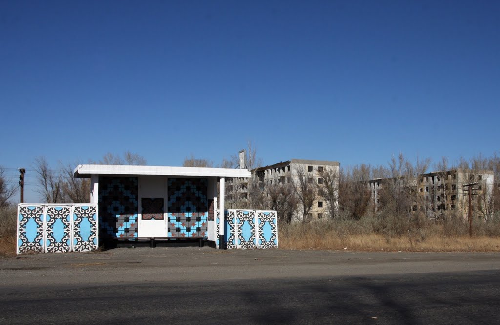 The "like new" bus stop at the abandoned Korday garrison