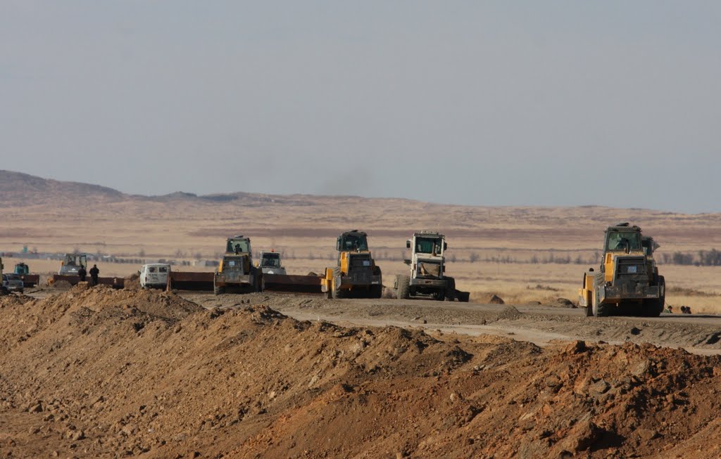 Constructing the new M38 road to Semey