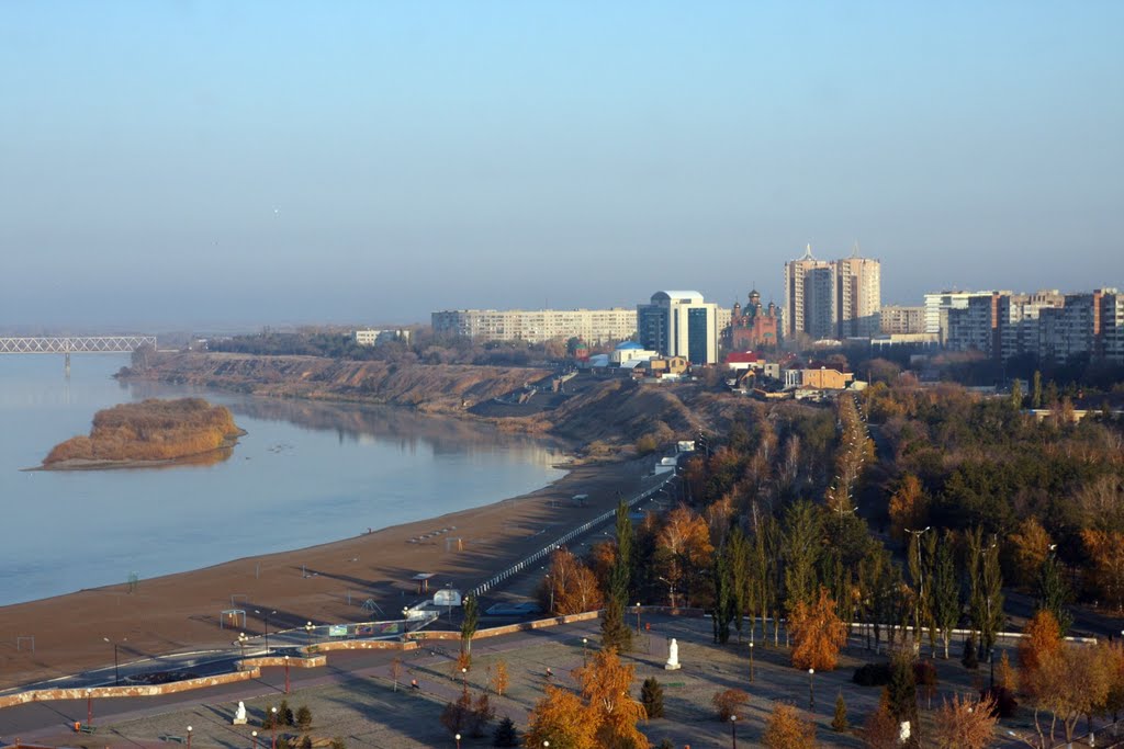 Naberezhnyy park in the center of Pavlodar city