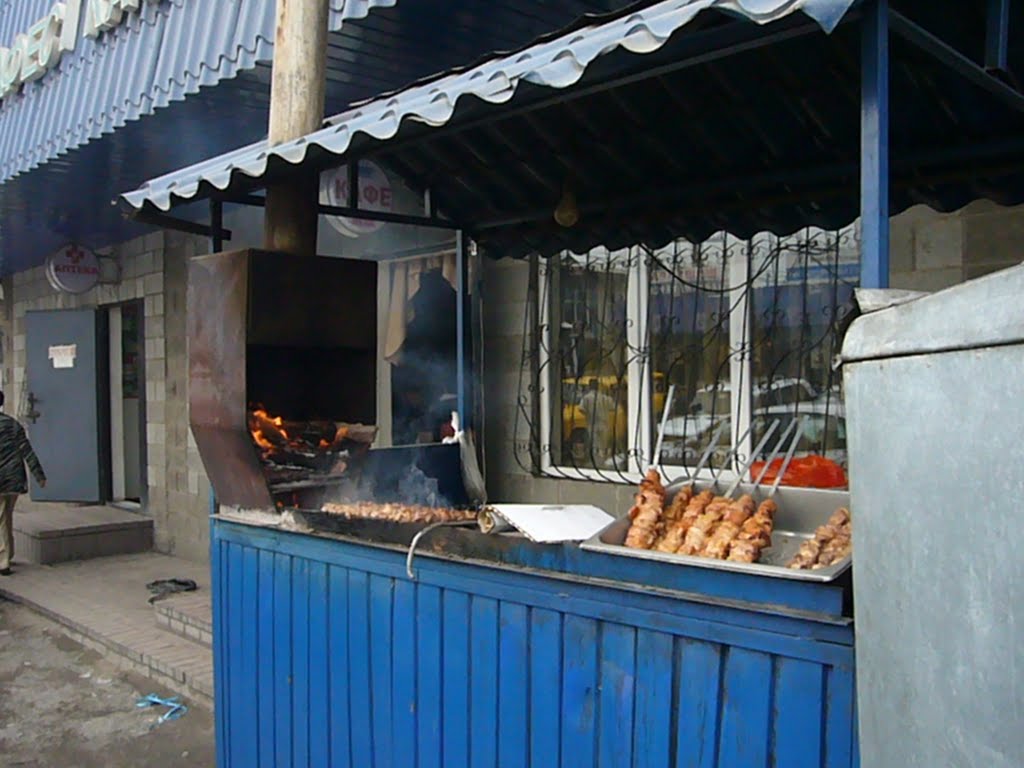 Making traditional shashlik