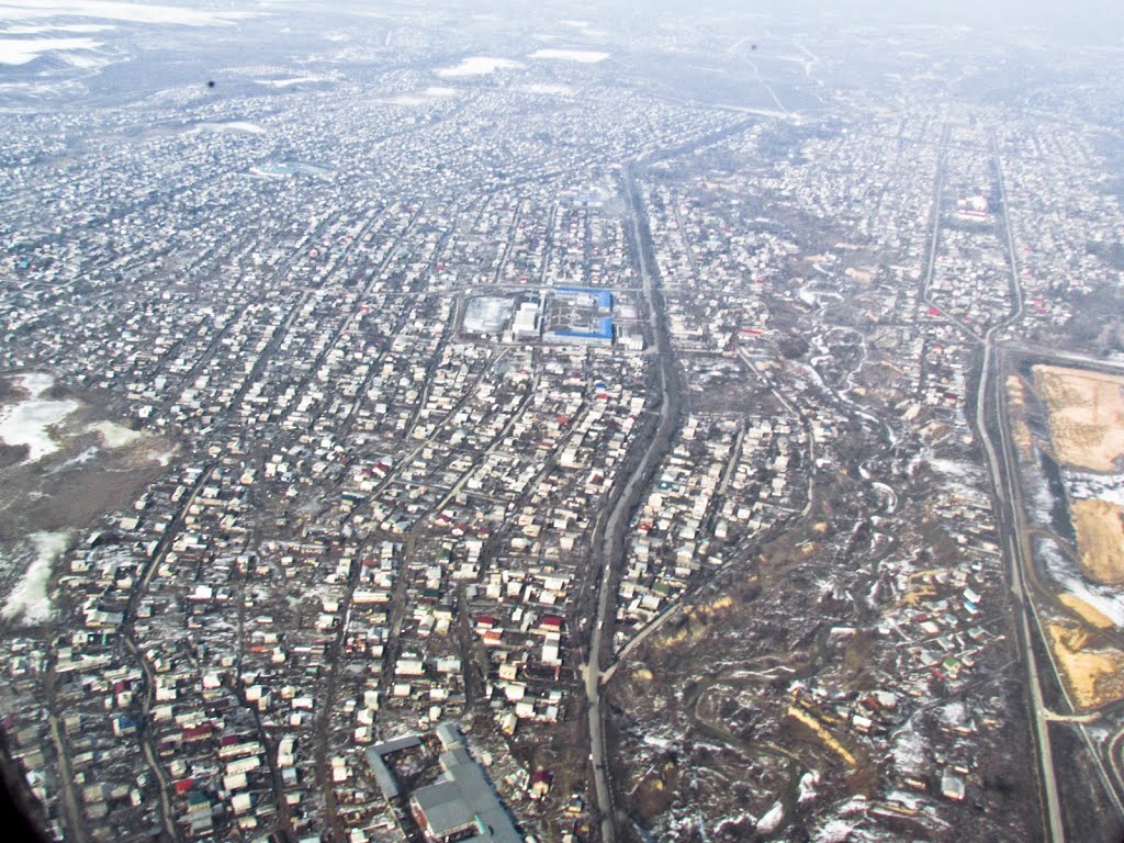 Almaty, md. Shanyrak 1 st. Utemisov, view from airplane / г.Алматы, мкр. Шанырак 1, ул. Утемисова, вид с  самолёта