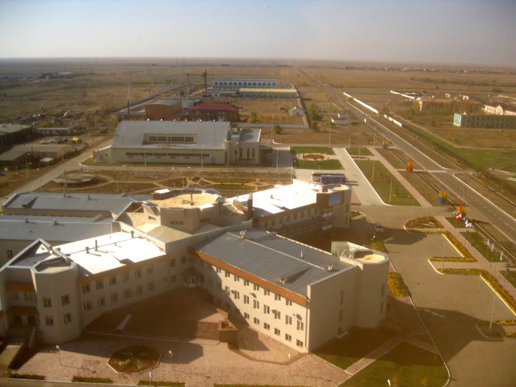 Kurchatov City from above. In the foreground - Park of Nuclear Technologies, behind it - Complex of Radiation Technologies