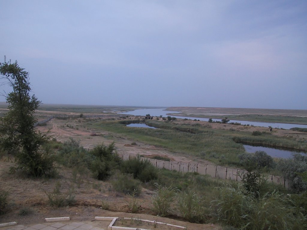 Syr Darya River view from Cosmonaut Hotel