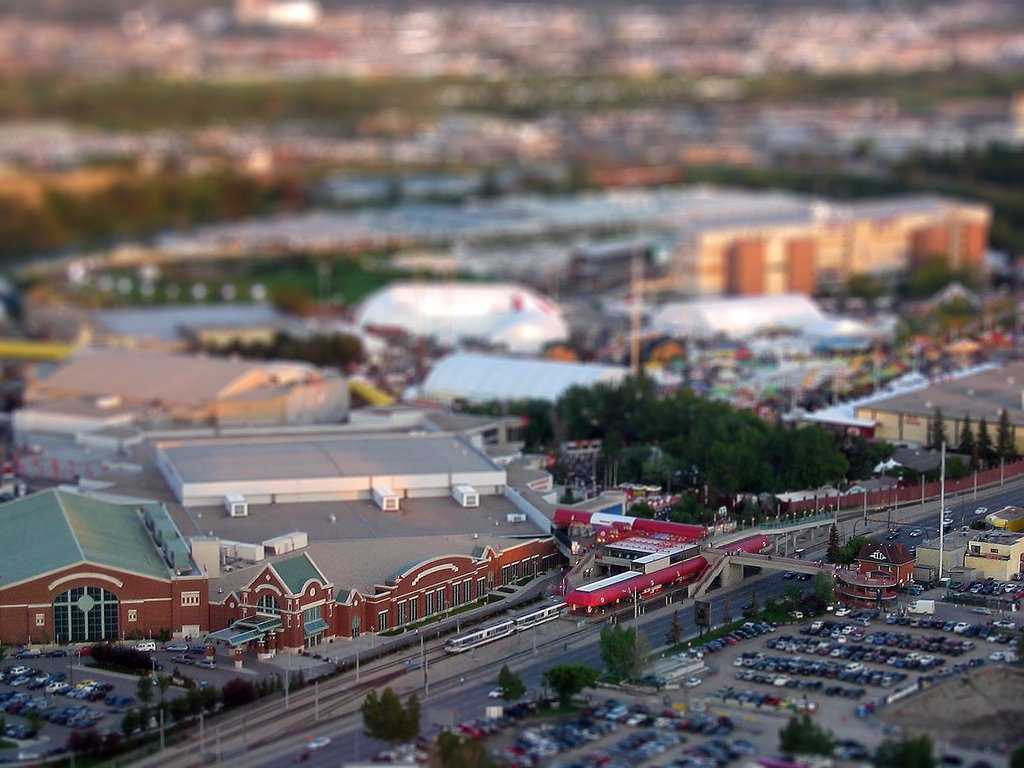Fake Miniature Macro Photography - view from Calgary Tower