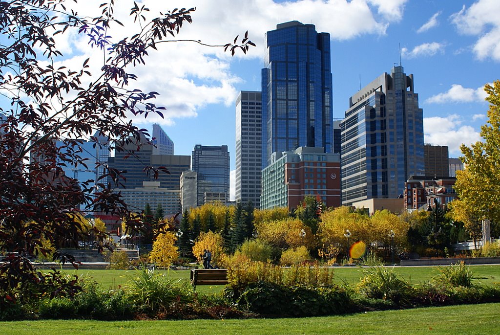 Calgary Downtown, view from Princes Island Park
