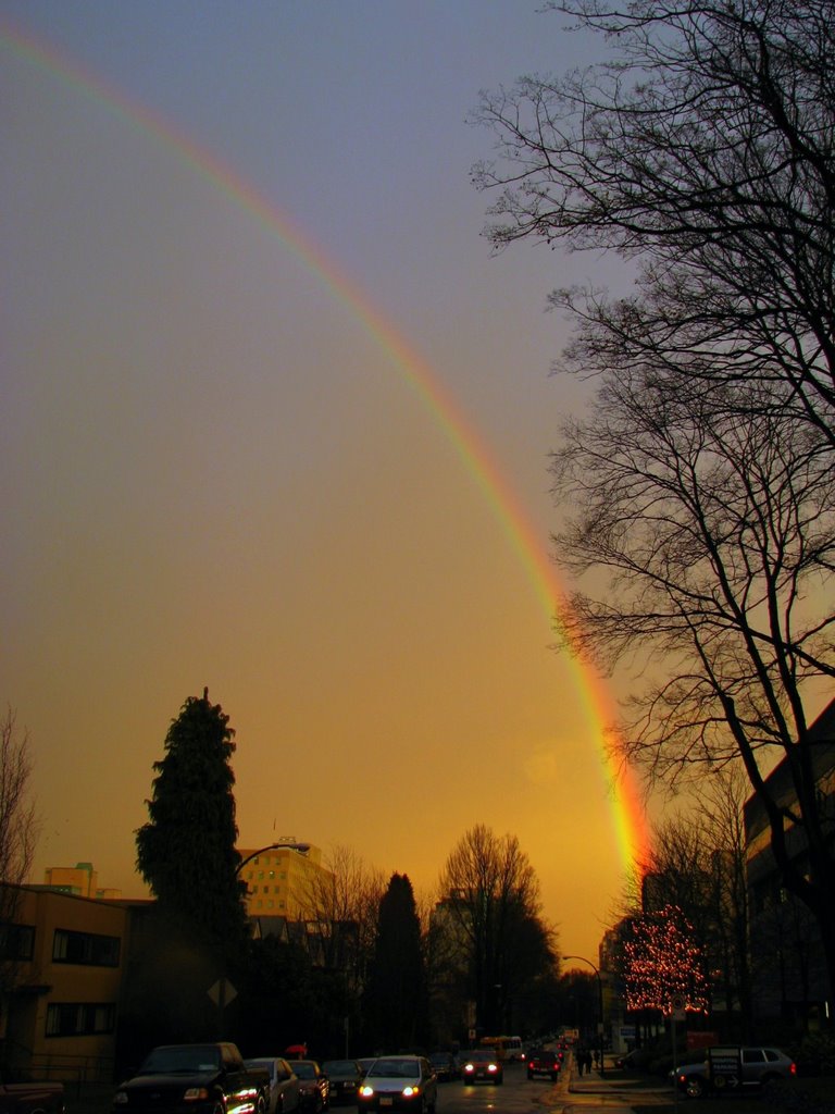 Sunset, Rainbow and Christmas Lights at Vancouver General Hospital