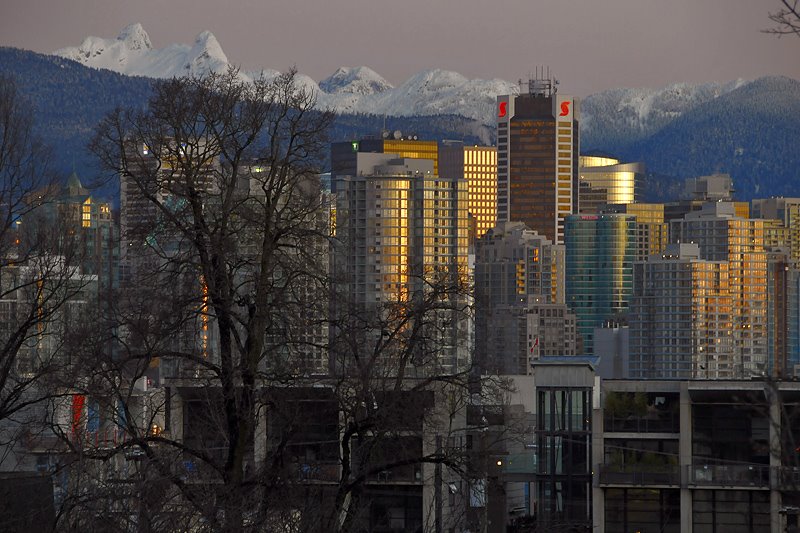 Downtown and Lions at dawn