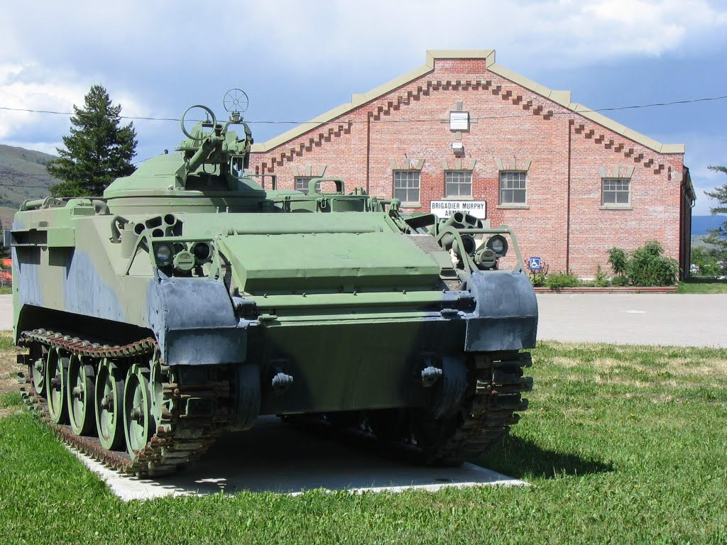 A vintage APC on display at the Brigadier Murphy Armoury, Vernon Army Camp