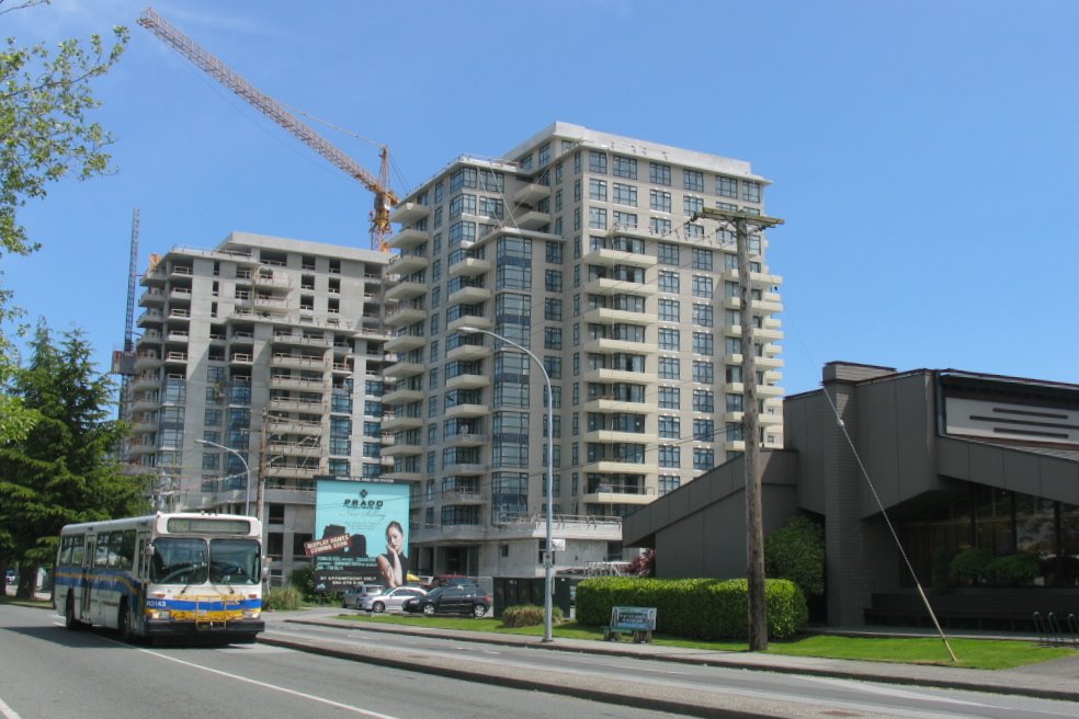 Landsdown-road close to #3 Road with Cactus-club to the far right.