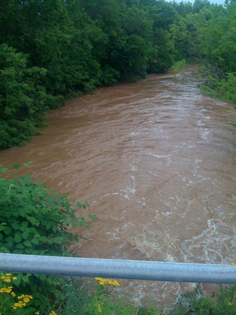 Jones Lake outflow when flooding, Moncton NB, Canada