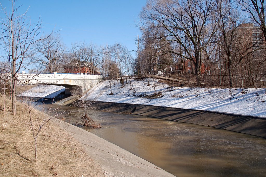Etobicoke Creek Diversion. Scott St. Bridge. Spring Runoff.