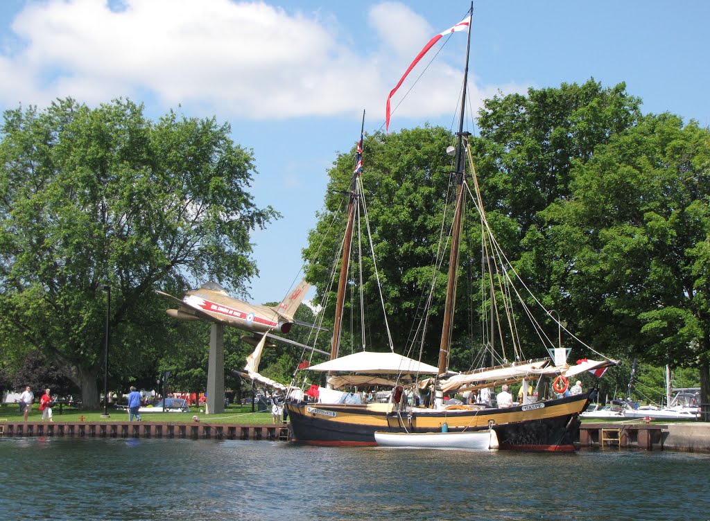 LaRevenante launches a jet plane, so it appears in Brockville harbour.