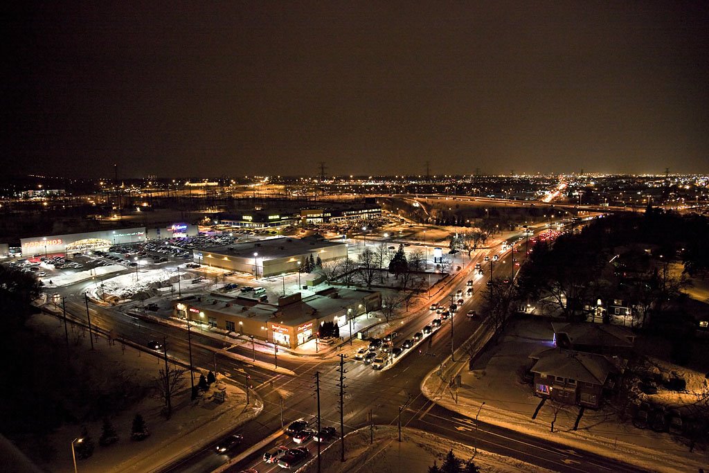 Burlington at night - looking east from near Francis Rd and Plains Rd E
