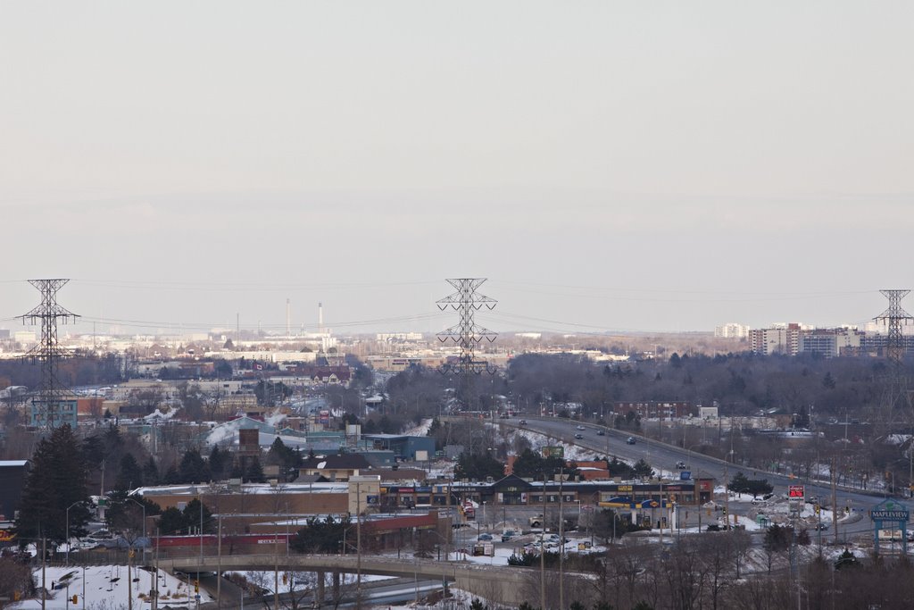 View towards Toronto - CN tower faintly visible near hydro towers