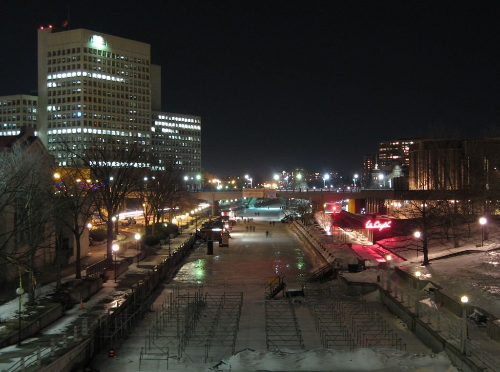 Skating rink at night