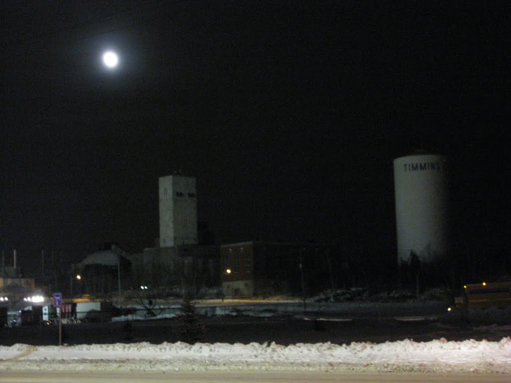 Headframe and Watertower at Night