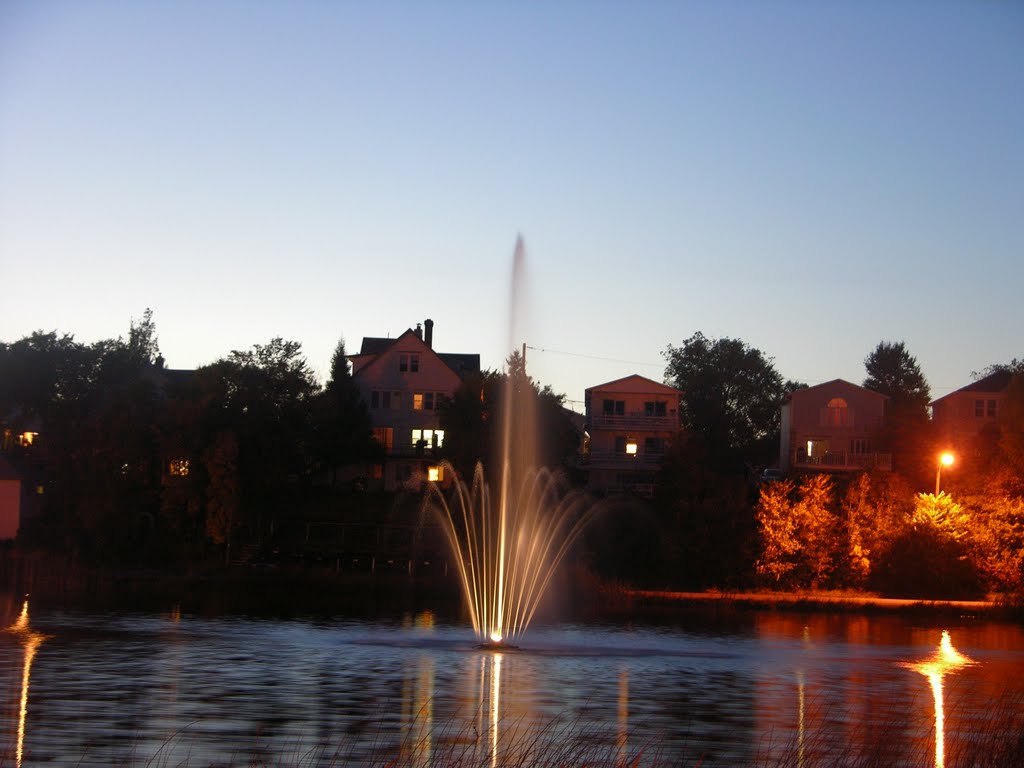 Gillies Lake Fountain at Dusk