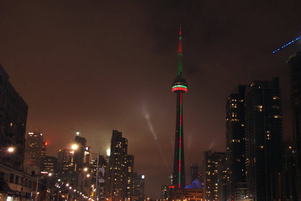 Tower with Christmas colors
