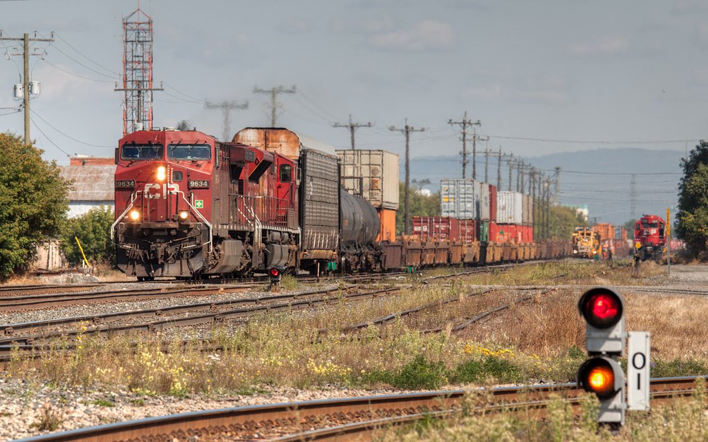 Westbound train arrives at the Depot in Thunder Bay.