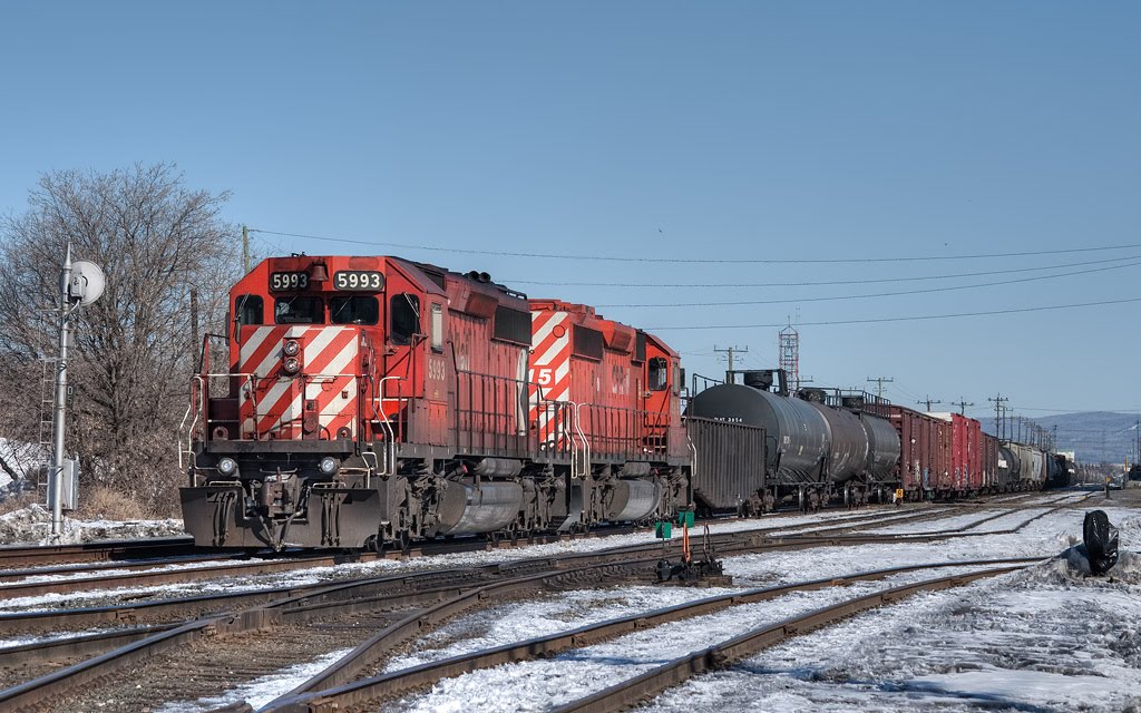 Westbound train pulls away from the Depot.