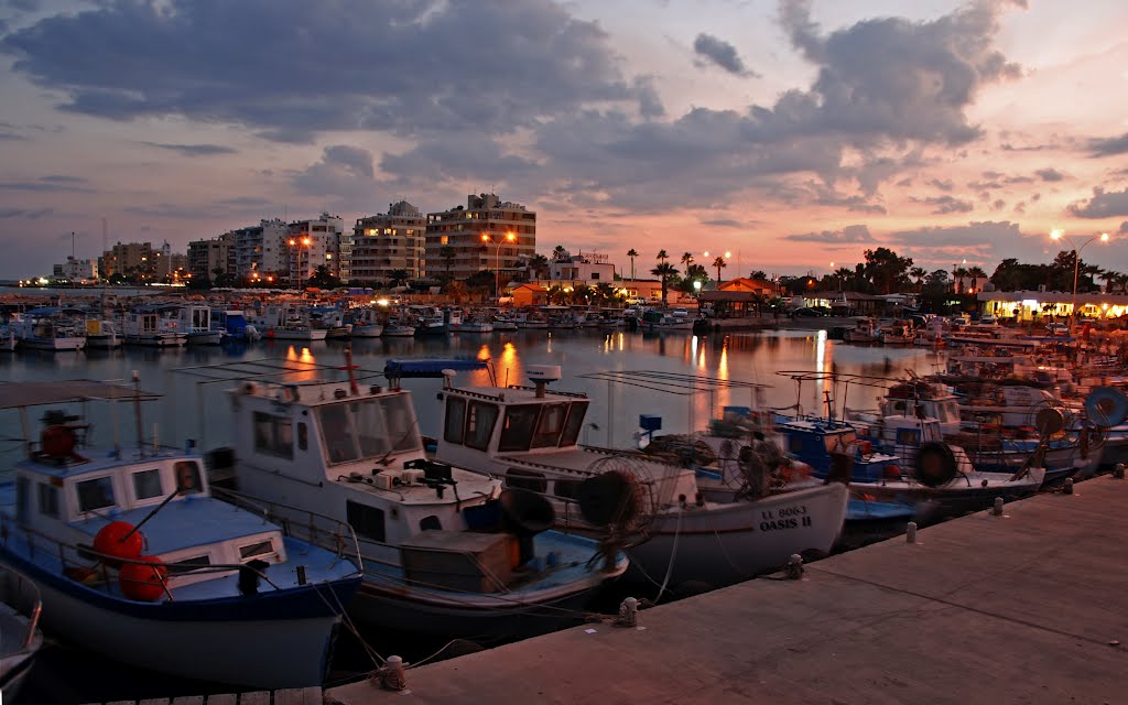 Sunset at Larnaca marina