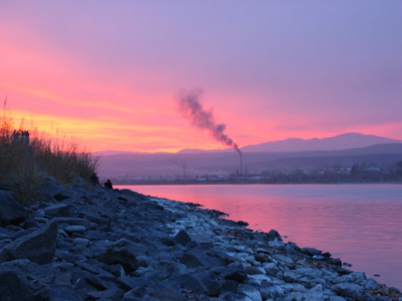 Sunset on Yenisey - Закат на Енисее