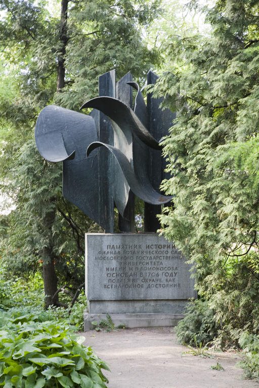 Aptekarskiy Ogorod (Botanical garden MSU). Monument. — Аптекарский огород (Ботанический сад МГУ). Монумент.