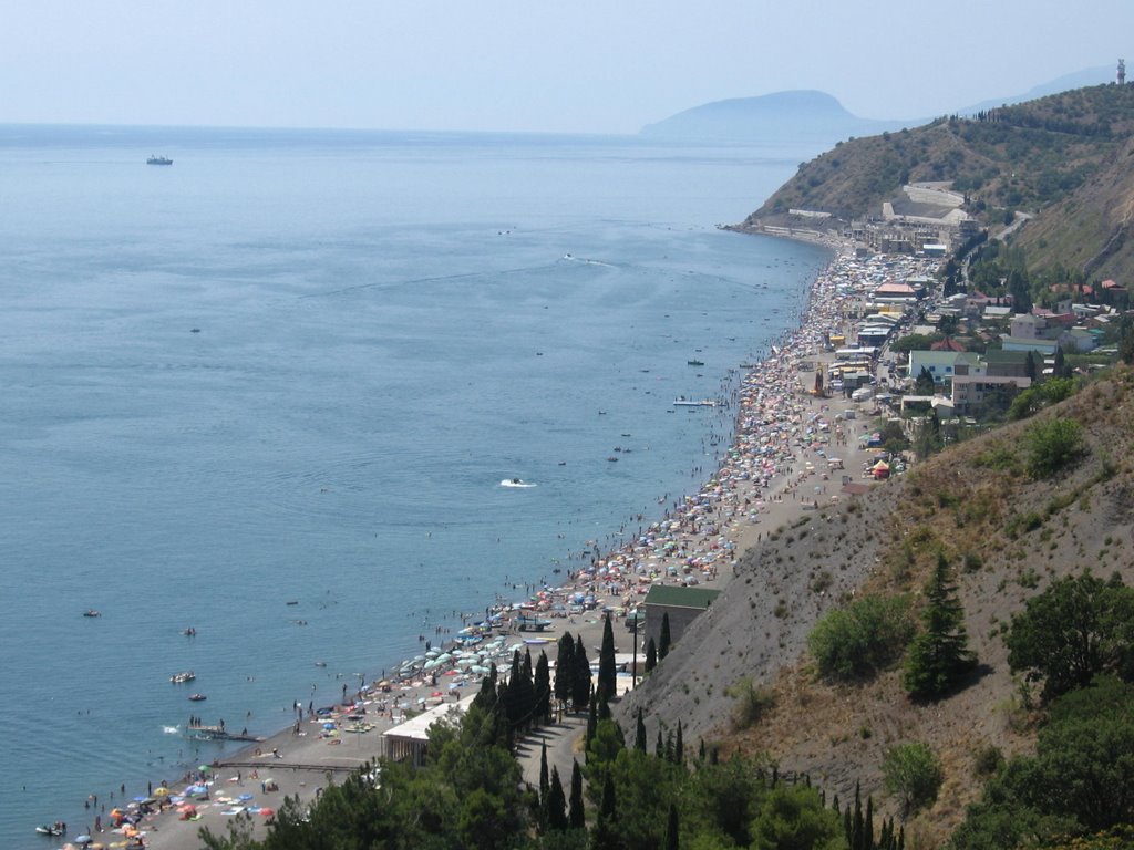 biking in Crimea, Ukraine - Rybache village down there