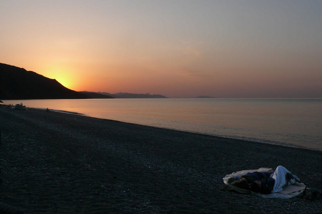 sleeping on the beach
