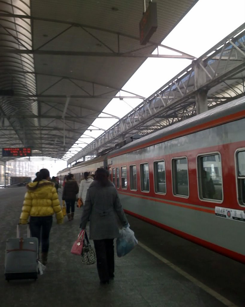 在南站站台上 ， At the train station platform