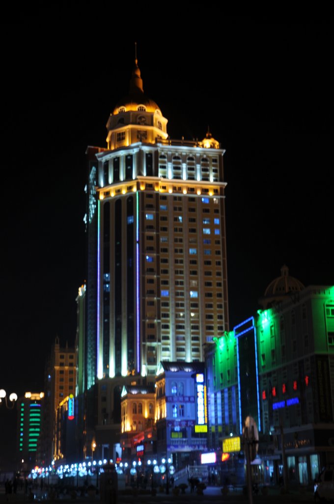 满洲里友谊宫大楼夜景