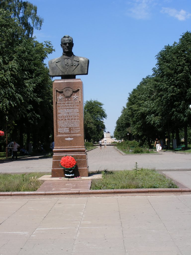 Бюст двойчы Герою Савецкага Саюза С. І. Грыцаўцу