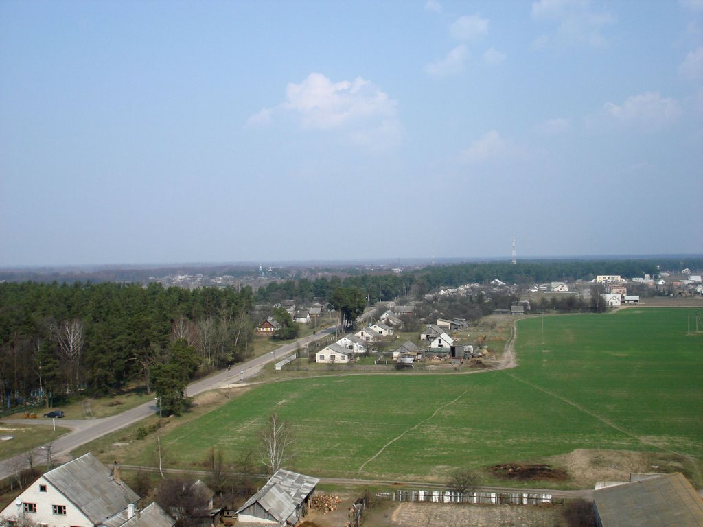 Панорама д.Борисы и Домачево с вышки. Весна 2007г.