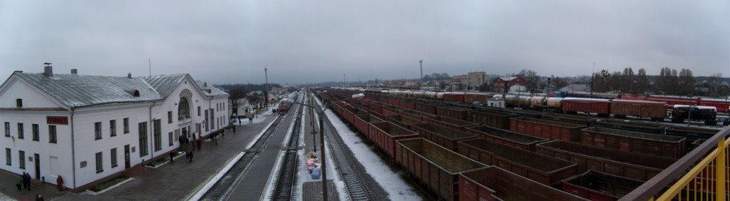 Luninets railway station panorama. March 2009