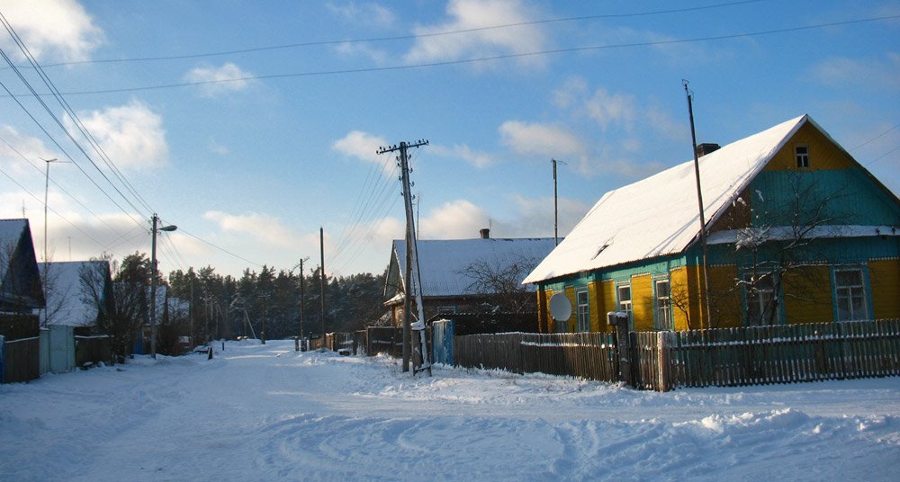 Puškina street in Biahomĺ