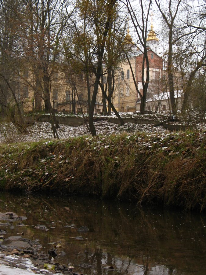 View to the Church of Resurrection from Vićba river-bed in Viciebsk