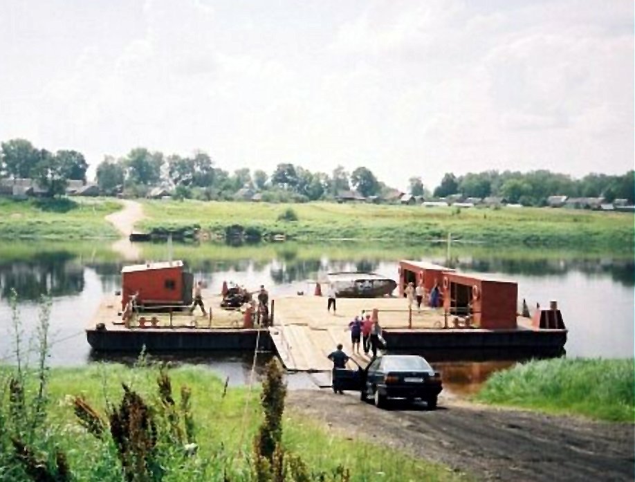 The ferry through the river Dvina