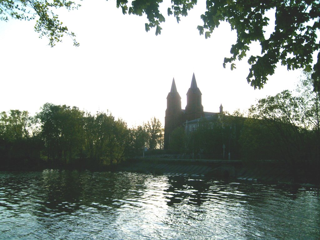 Church and lake in Miory