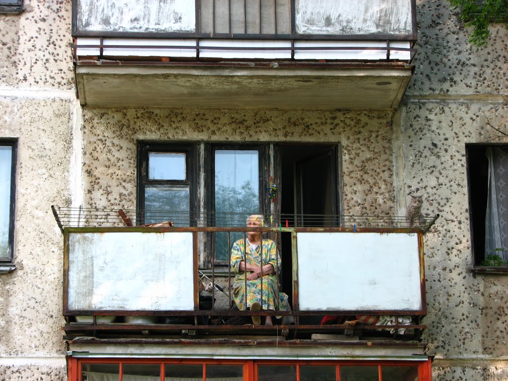 Новополоцк  2010 бабушка и котик