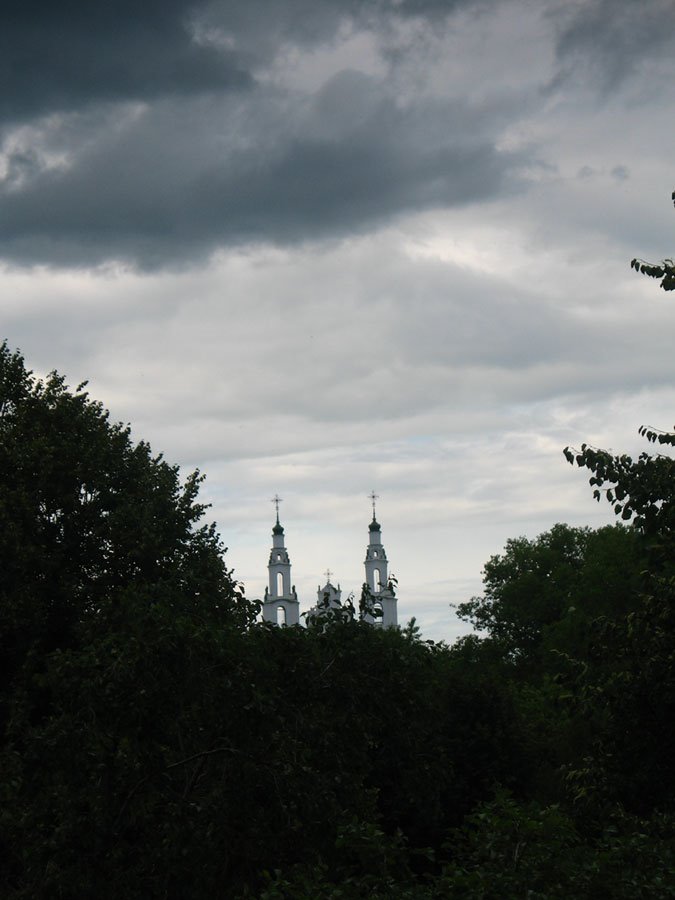 View to Saint Sophia Cathedral from the barrow of immortality in Polack